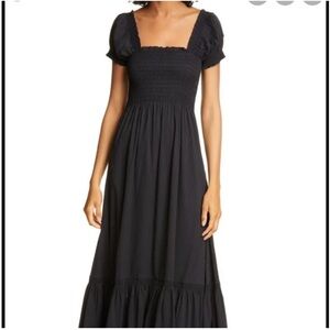 La Ligne Ariel Pinstripe Puff Sleeve Dress